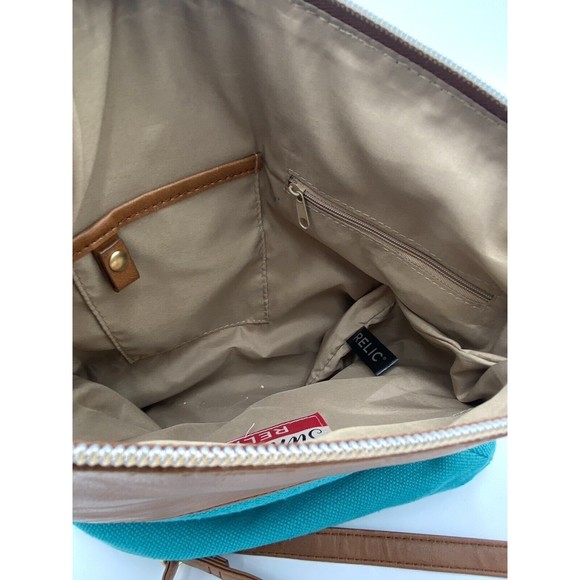Relic Crossbody Shoulder Bag Purse Turquoise Aqua Blue Dot Accent Design - Picture 6 of 12